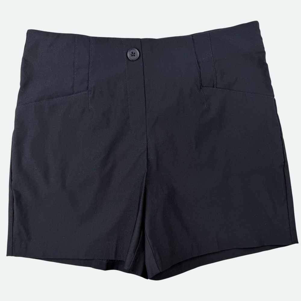Tribal Chino Shorts 8 Black Rayon Nylon Stretch Pull On Casual Summer